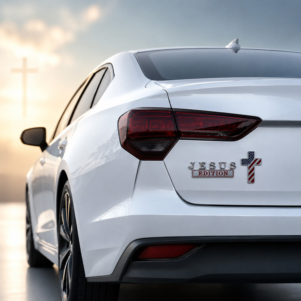 【Deal Today】JESUS EDITION Metal Car Emblem Set - Christian Faith, Liberty & Personal Belief | Amen Artisan