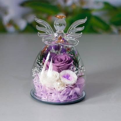 Little Angel Glass Dome with Preserved Rose Amen Artisan
