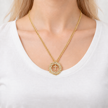 Crown of Thorns Cross Pendant Necklace
