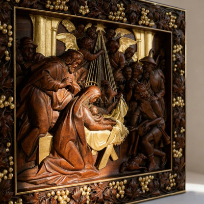 The Nativity Scene Wood Carving
