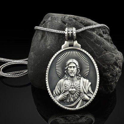Vintage Sacred Heart of Jesus Pendant | Heritage Faith Jewelry, Classic Religious Necklace Amen Artisan