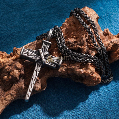 【Deal Today】Heavy Dragon Bone Chain Cross Necklace - Resilience, Faith & Sacred Protection |  Amen Artisan