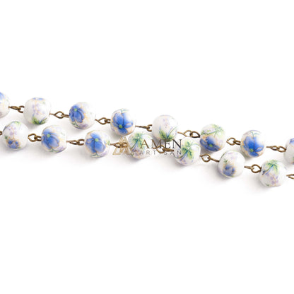 Flowers and Plants Ceramic Rosary Amen Artisan