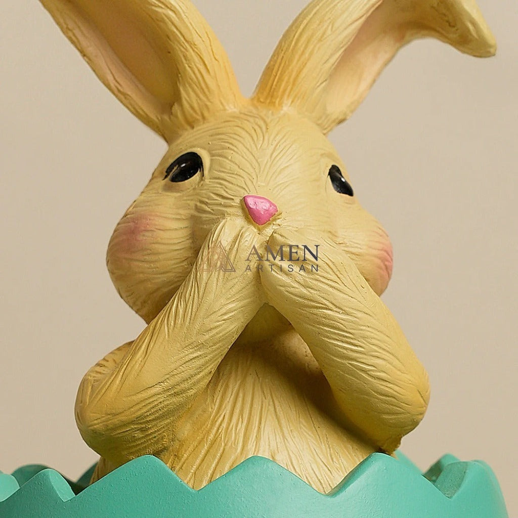 Easter Bunny Egg Statue Amen Artisan