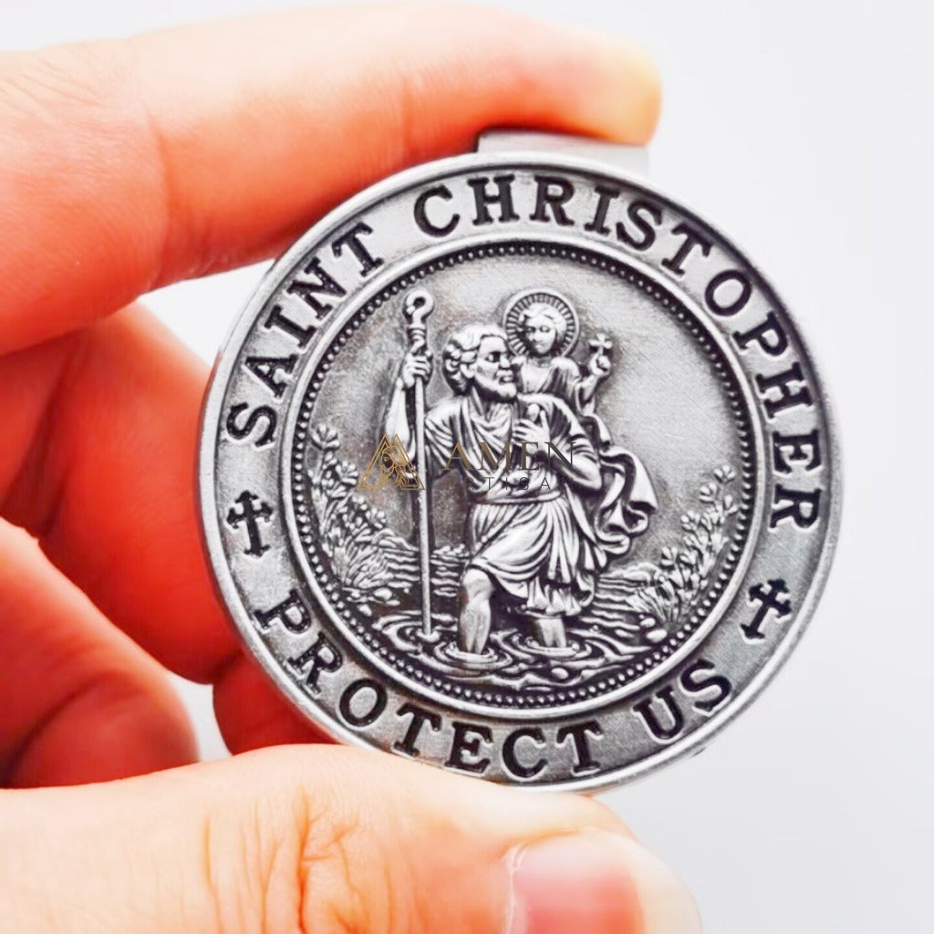 Saint Christopher Protector Car Visor Clip Amen Artisan