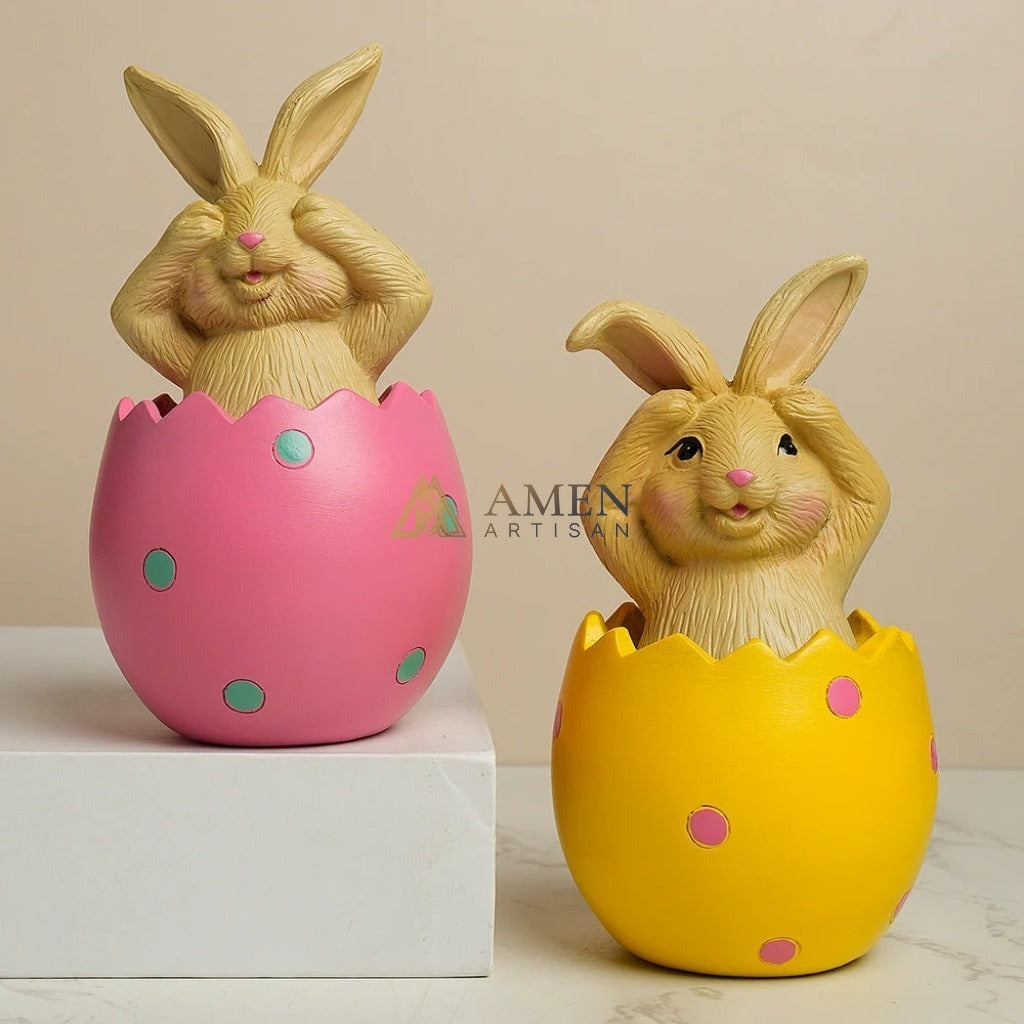 Easter Bunny Egg Statue Amen Artisan