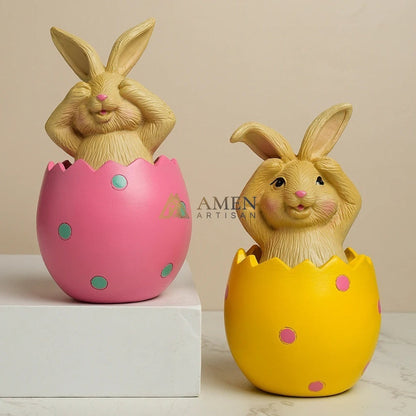 Easter Bunny Egg Statue Amen Artisan
