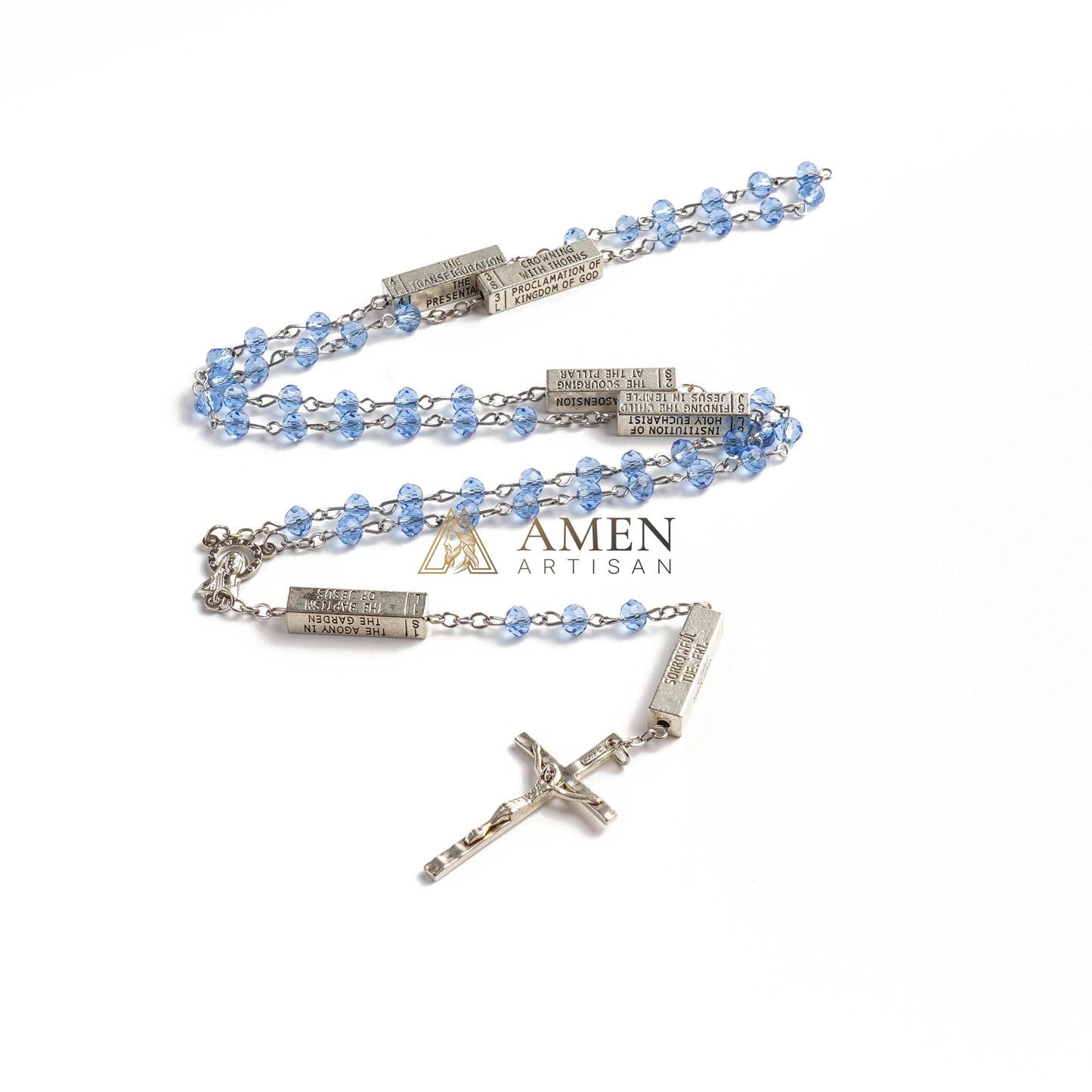 Barra misteriosa grabada del Rosario de los Misterios