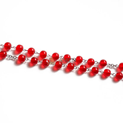 Red Glass Rosary Crucifix  Rosary Amen Artisan