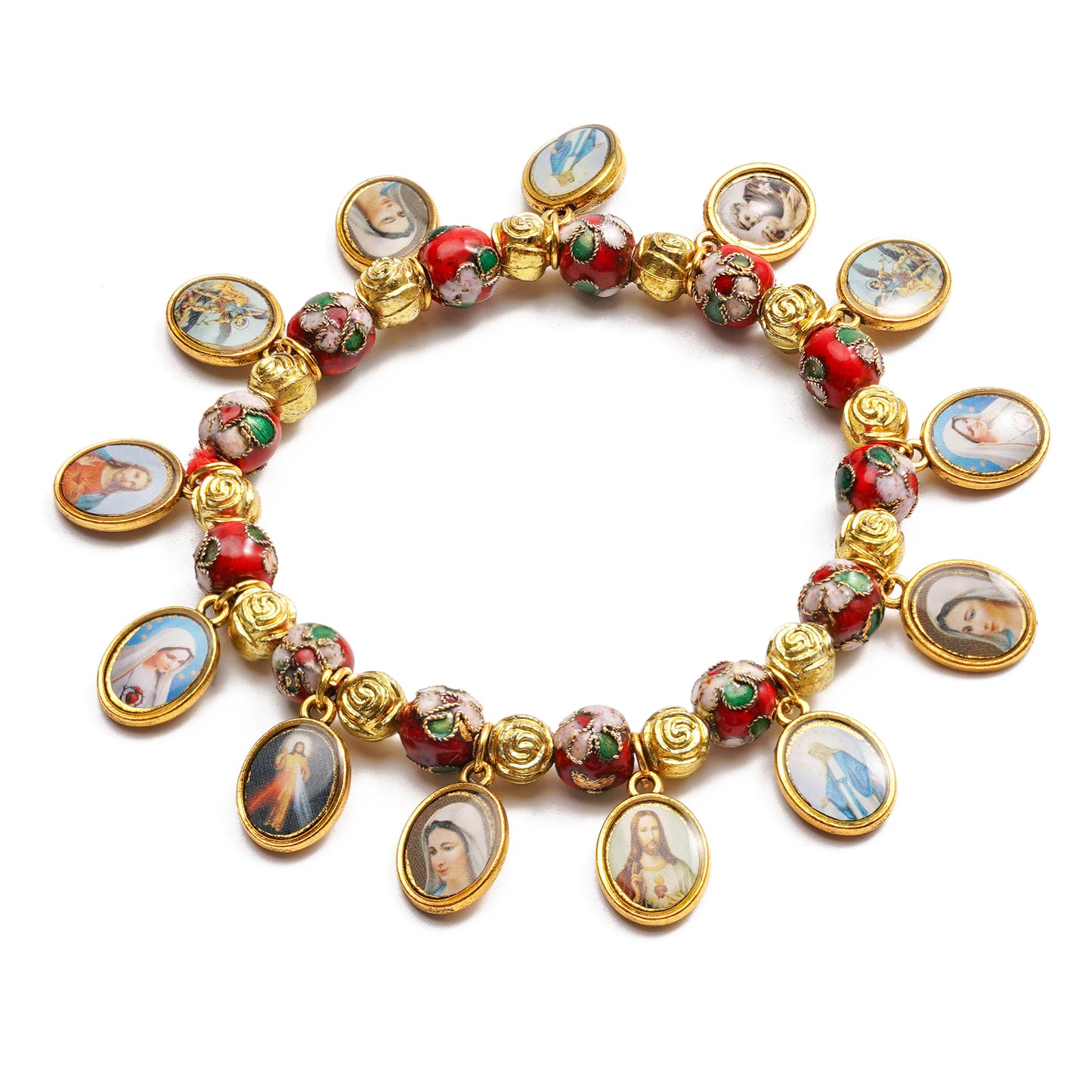 Pulsera elástica con medalla de San Cloisonné