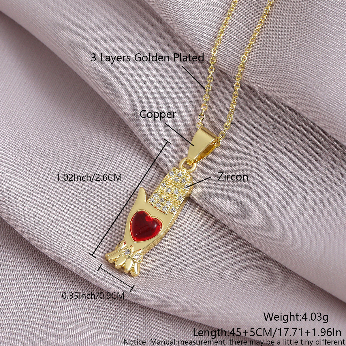 Gold-Plated Gothic Heart CZ Cross Pendant Amen Artisan