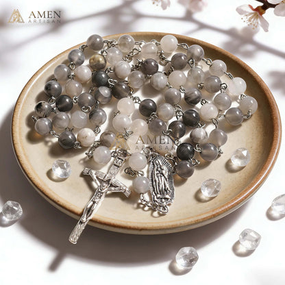 Ancient Cloud Crystal Our Lady of Guadalupe Rosary Amen Artisan
