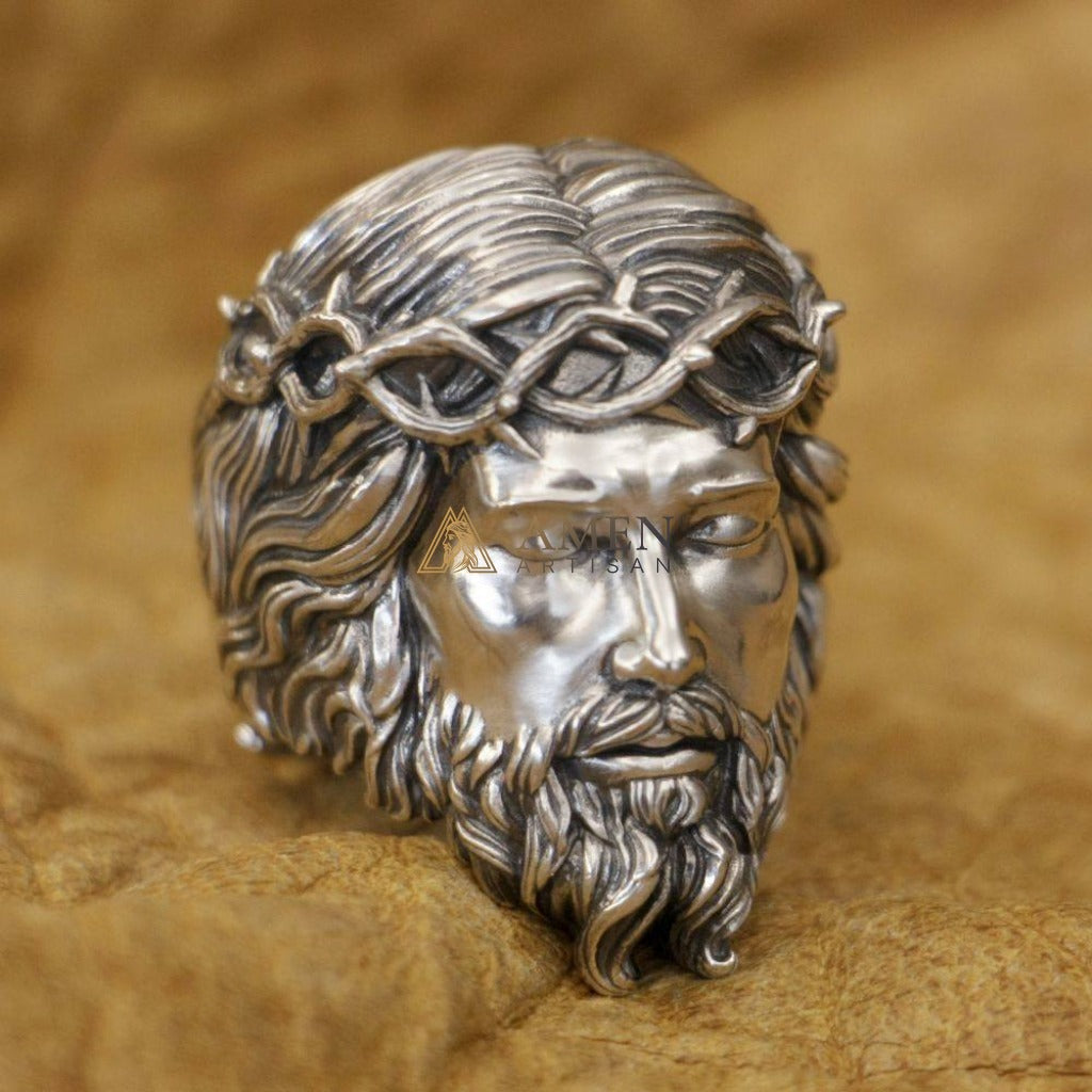 925 Sterling Silver Crown of Thorns Ring Amen Artisan