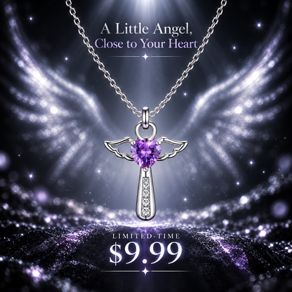 【DEAL TODAY】Sparkling Angel Heart Pendant Necklace