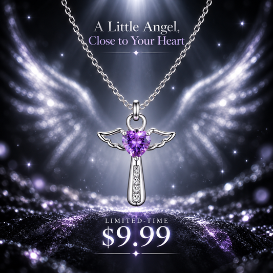 【DEAL TODAY】Sparkling Angel Heart Pendant Necklace