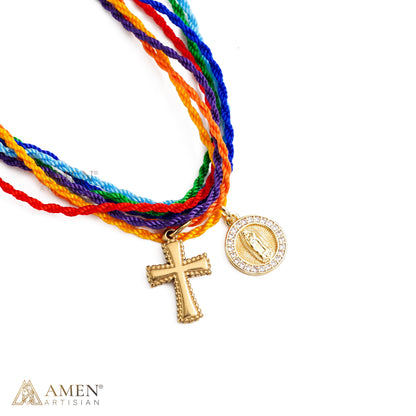 【DEAL TODAY】St. Benedict Medal Adjustable Cord Bracelet with Cross Charm
