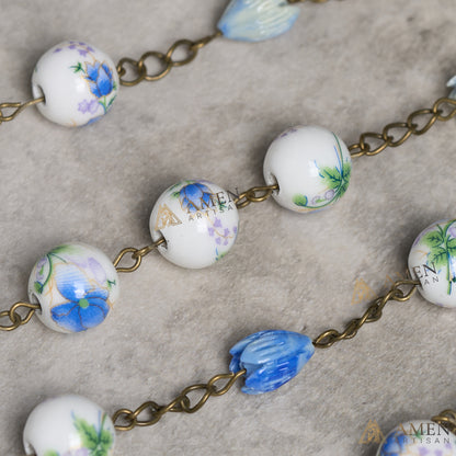 Flowers and Plants Ceramic Rosary Amen Artisan