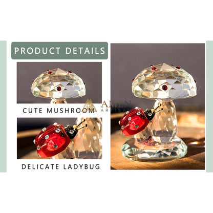 Crystal Mushroom & Ladybug Figurine Amen Artisan