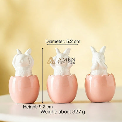 Easter Ceramic Bunny Egg Statue Amen Artisan