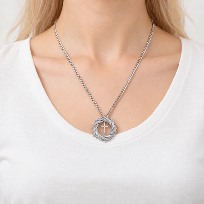 Crown of Thorns Cross Pendant Necklace