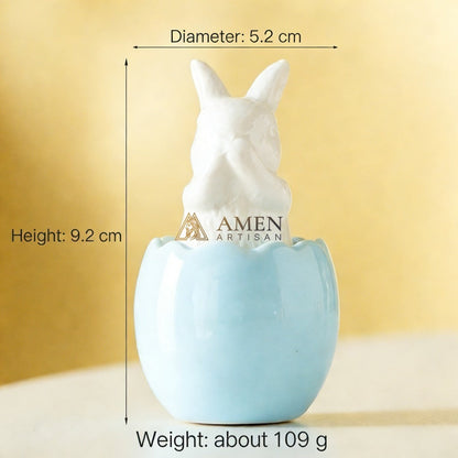 Easter Ceramic Bunny Egg Statue Amen Artisan