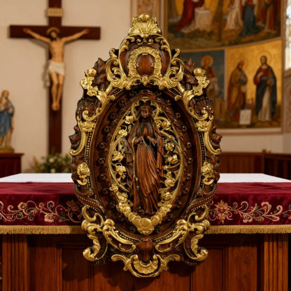 Our Lady in Prayer Wood Carving Amen Artisan