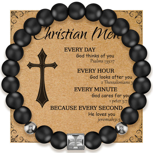 Matte Black Cross Bracelet Amen Artisan
