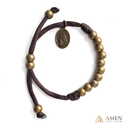 Brown Braided Prayer Bracelet with Antique Bronze Beads — Blessing