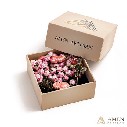 Sakura Pink Beads Sacred Heart Rosary