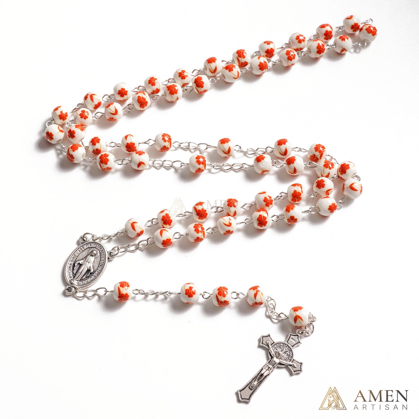 Four Leaf Clover Ceramic Rosary Amen Artisan