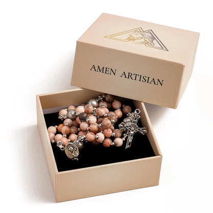 【Deal Today】Natural Pink Zebra Jasper Rosary