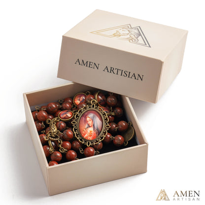 Red Sesame Stone Chaplet of the Seven Sorrows of Mary Amen Artisan