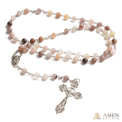 Purple Golden Silk Jade Rosary Amen Artisan