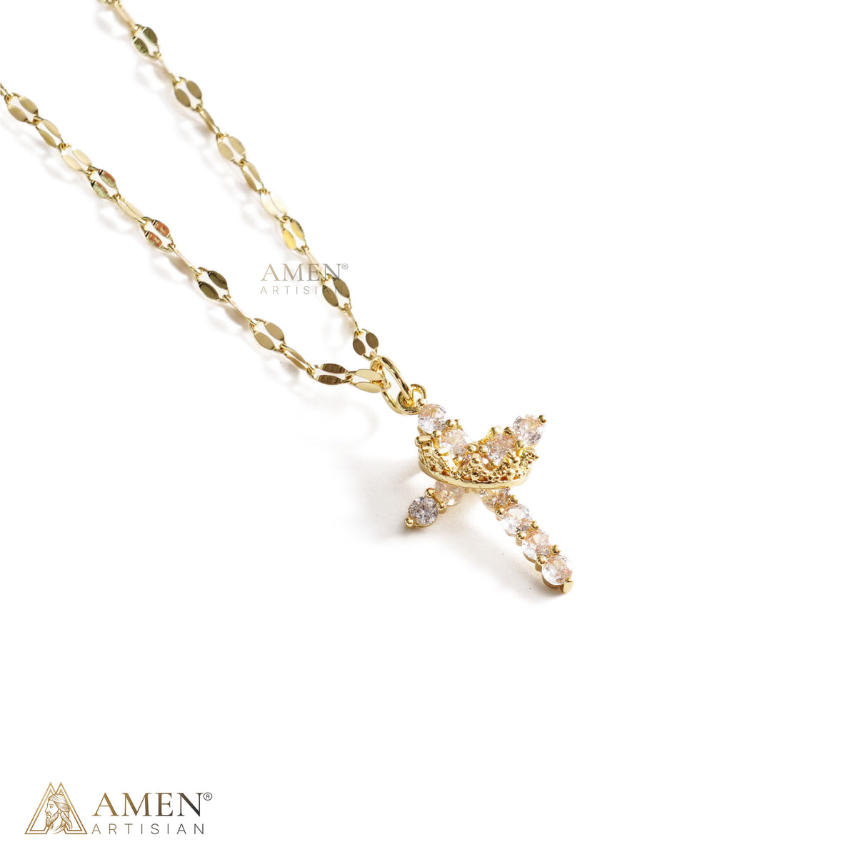 【DEAL TODAY】Sparkling Zircon Cross Necklace with A-Z Initial Charm