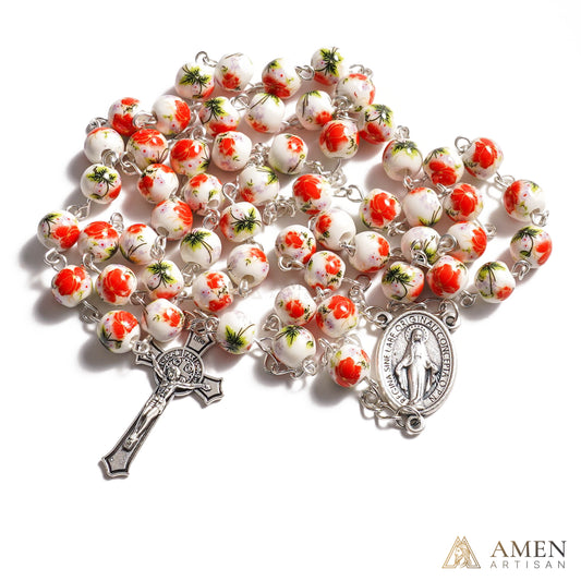 Poppy Ceramic Rosary Amen Artisan