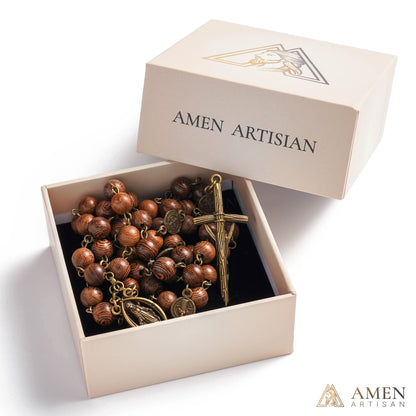 Antique-Style Seven Sorrows Wooden Rosary