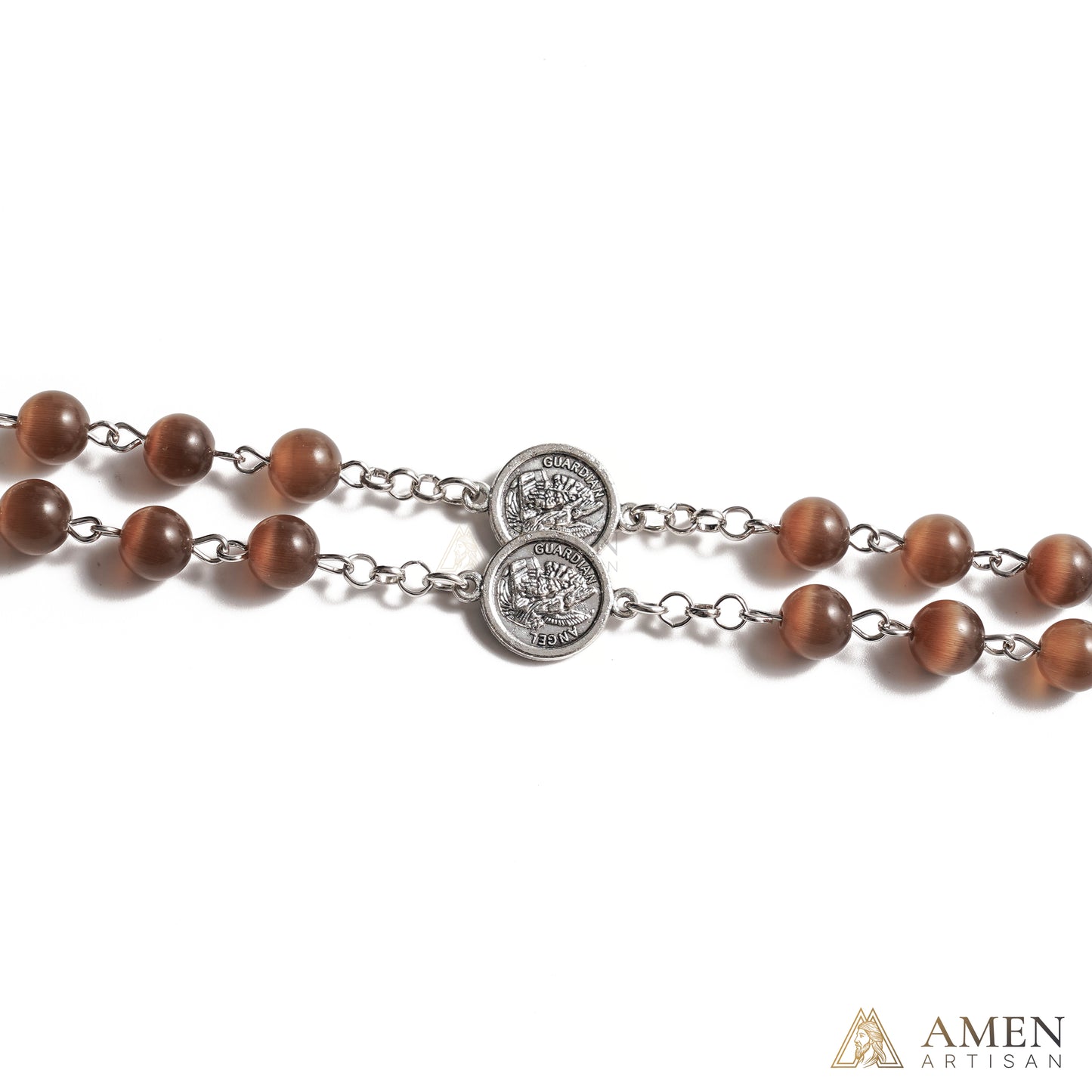 Rosario benedettino in pietra occhio di gatto