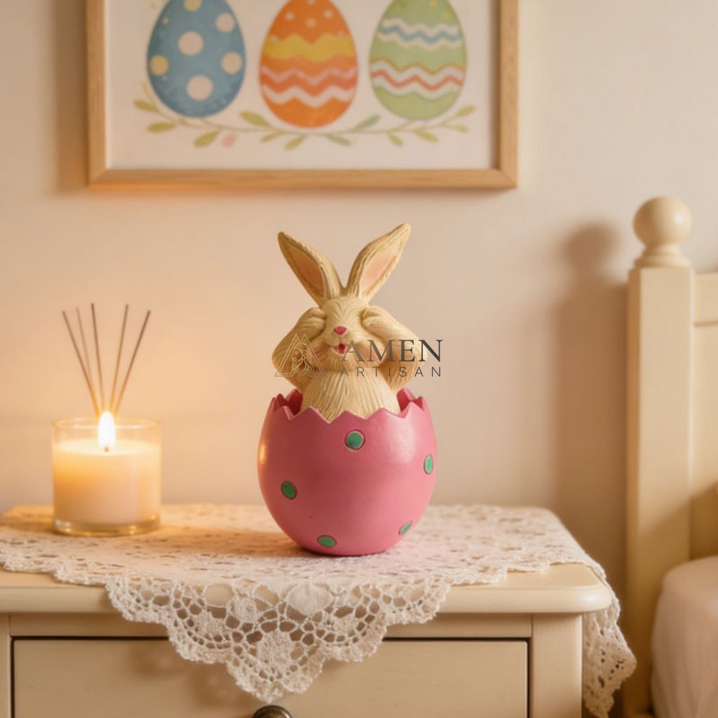 Easter Bunny Egg Statue Amen Artisan