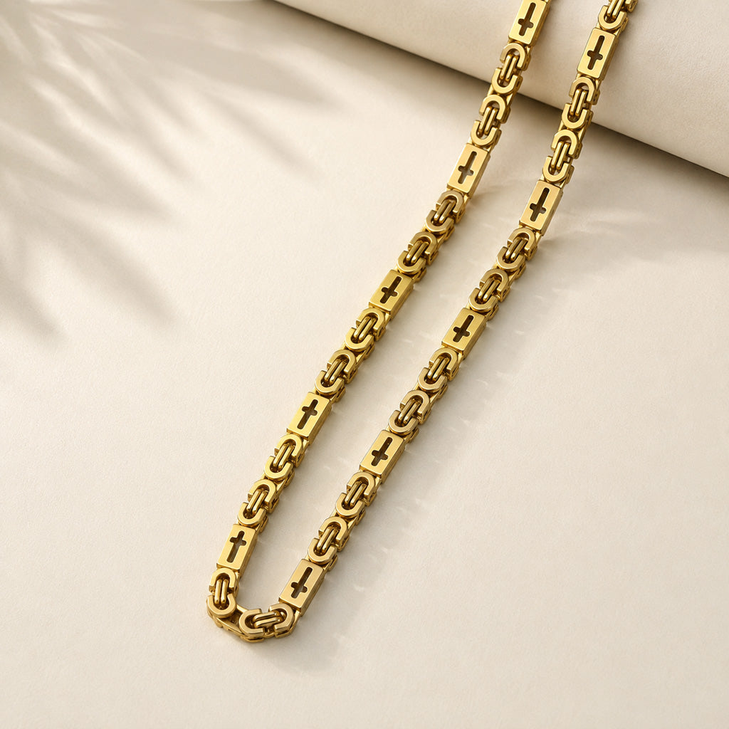 【DEAL TODAY】Two-Tone Cross Link Chain Necklace