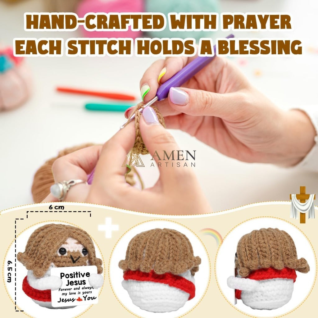 Handmade Positive Jesus Crochet Doll Amen Artisan