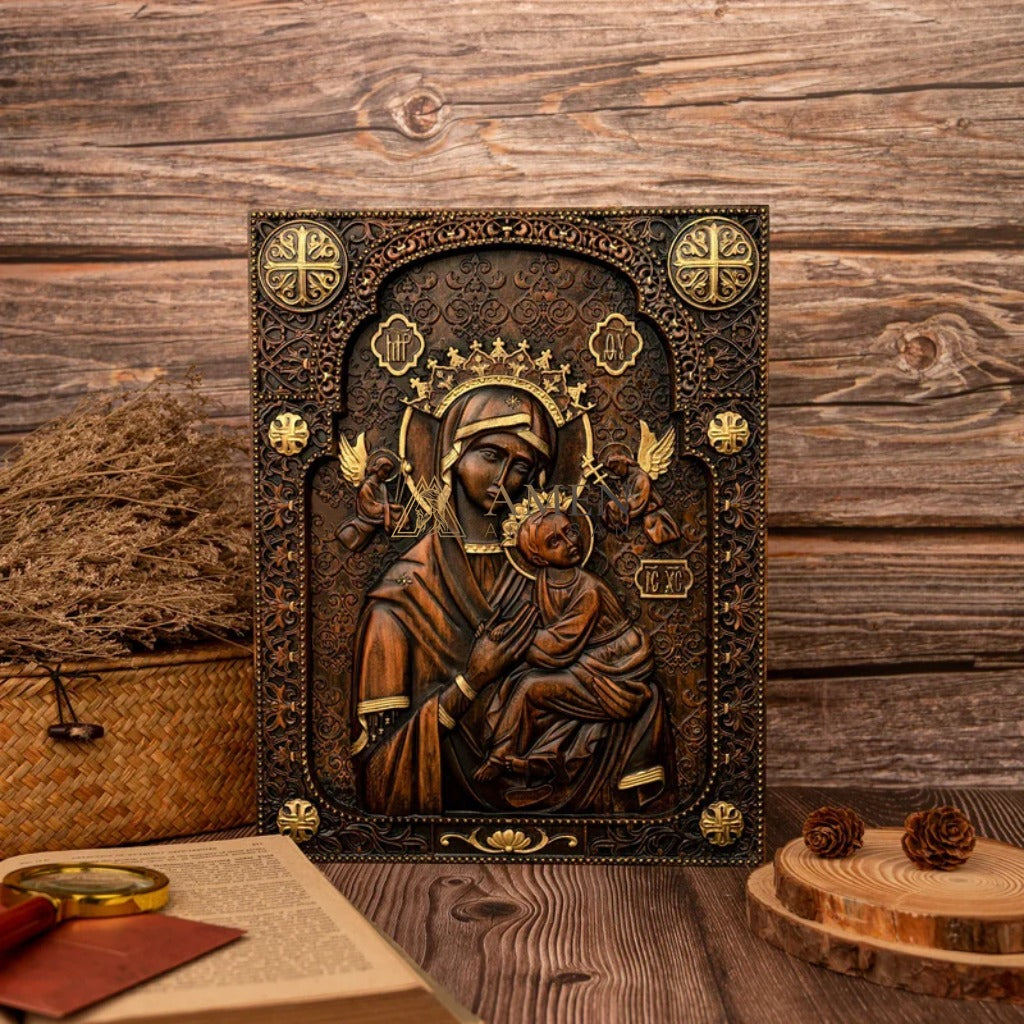 Our Lady of Perpetual Wood Carving Amen Artisan