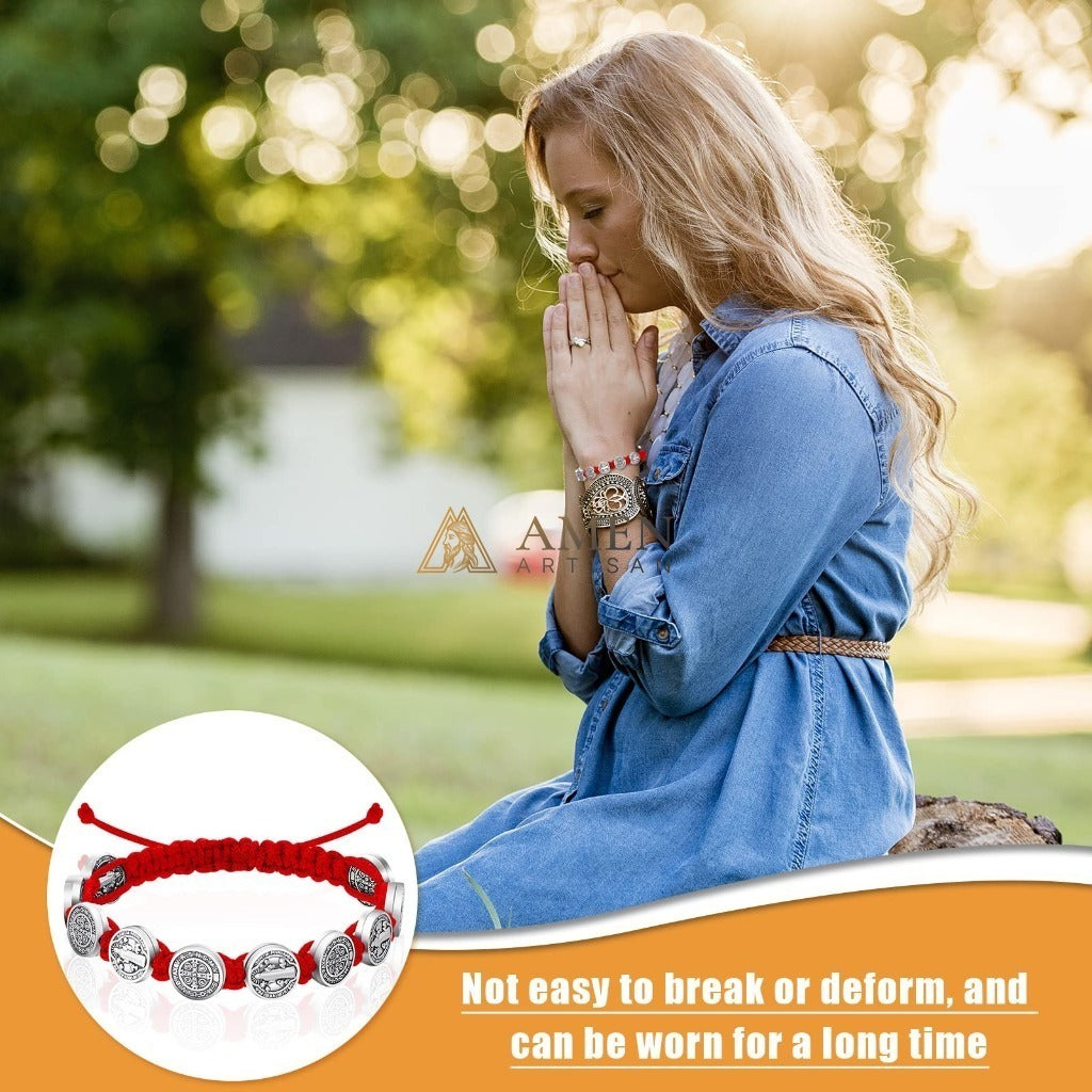 Saint Benedict Braided Cord Bracelet  Amen Artisan