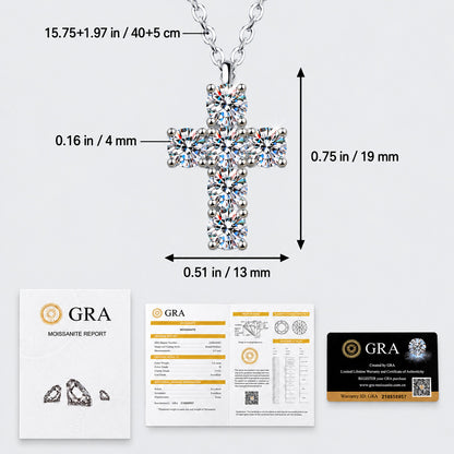 Moissanite Cross Pendant Necklace