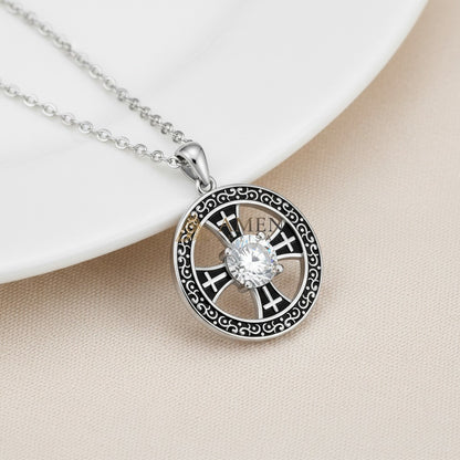 Zircon Cross Pendant Necklace Amen Artisan