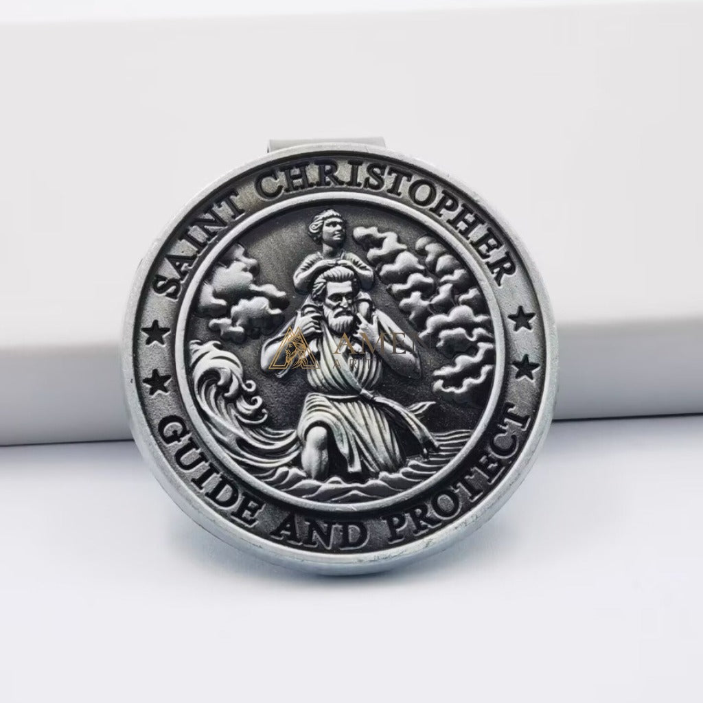 Saint Christopher Car Visor Clip Amen Artisan