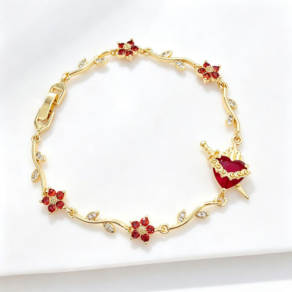 Sacred Heart Floral Bracelet