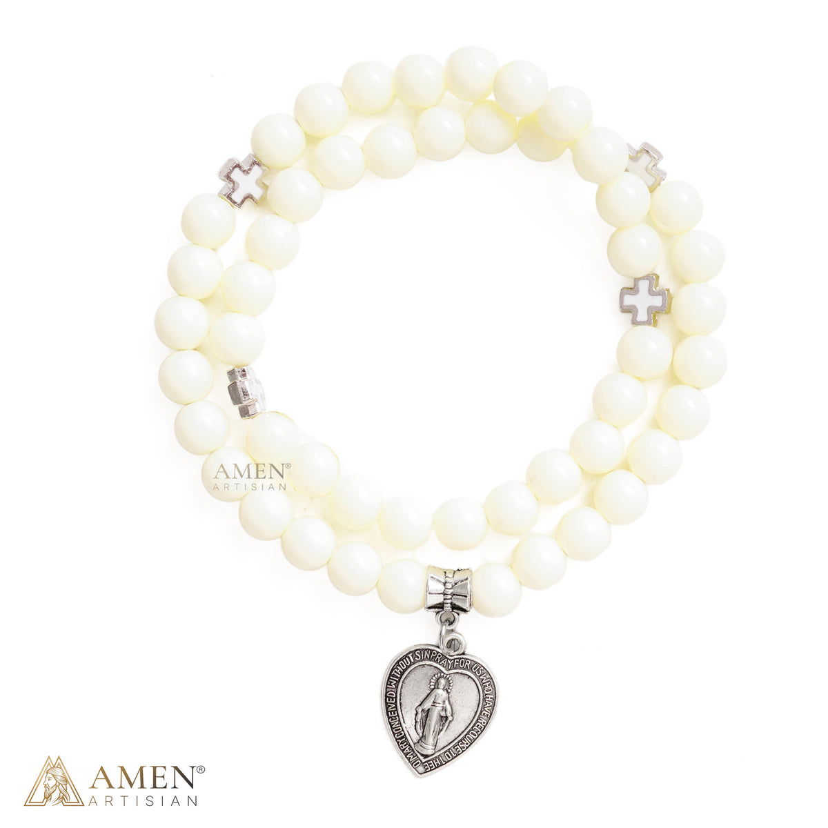 Convertible Miraculous Medal Beaded Bracelet & Necklace