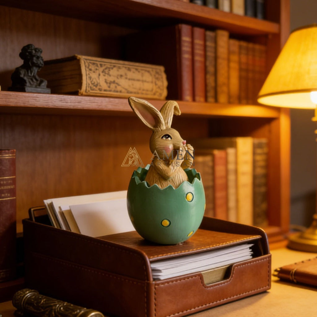 Easter Bunny Egg Statue Amen Artisan