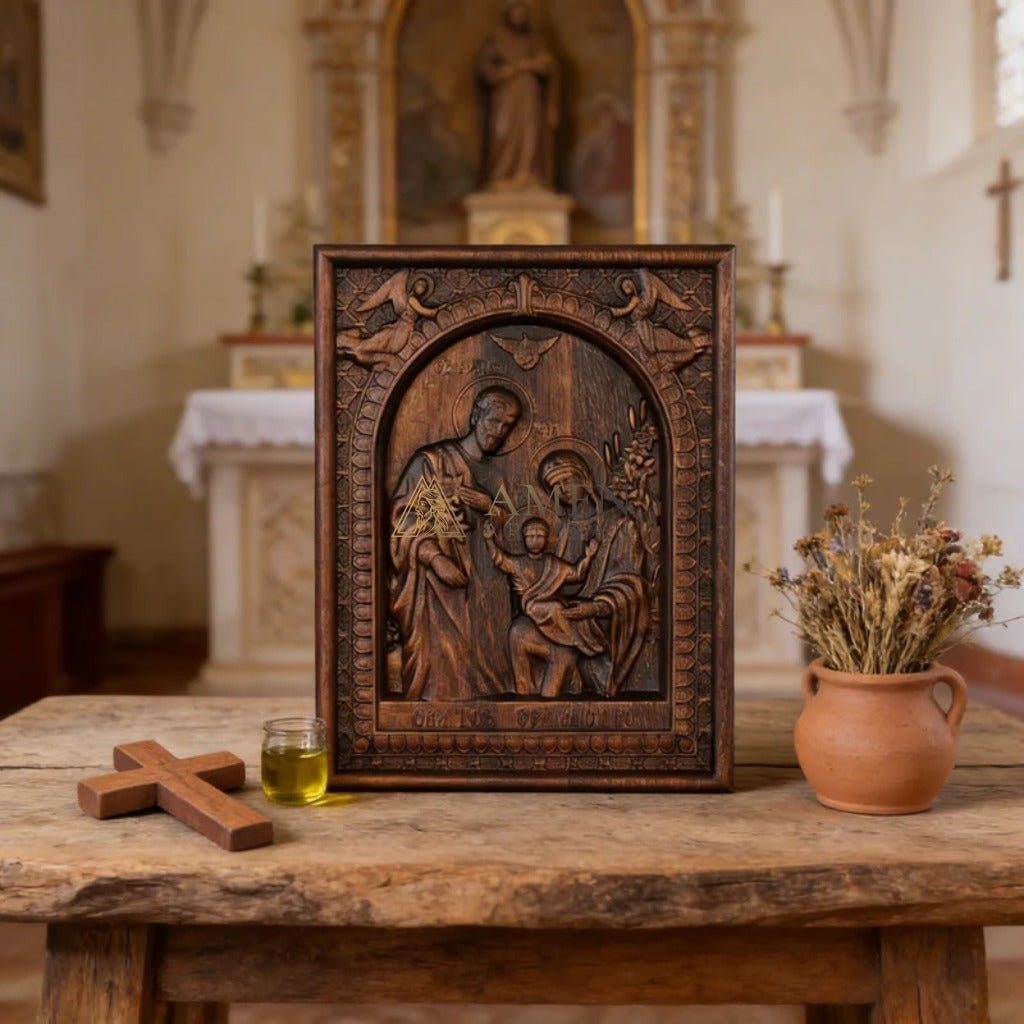 Holy Family Wood Carving