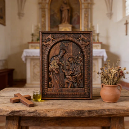 Holy Family Wood Carving